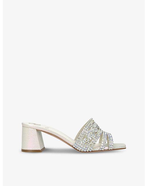 Gina White Utah Crystal-embellished Leather Sandals
