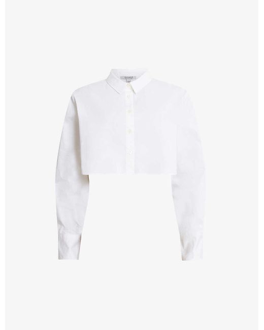 AllSaints White Averie Relaxed-fit Organic-cotton Shirt