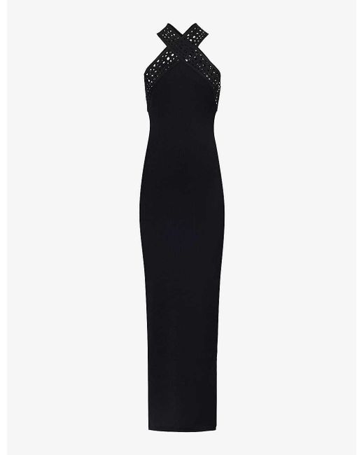 Alaïa Black Vienne Slim-fit Knitted Maxi Dress