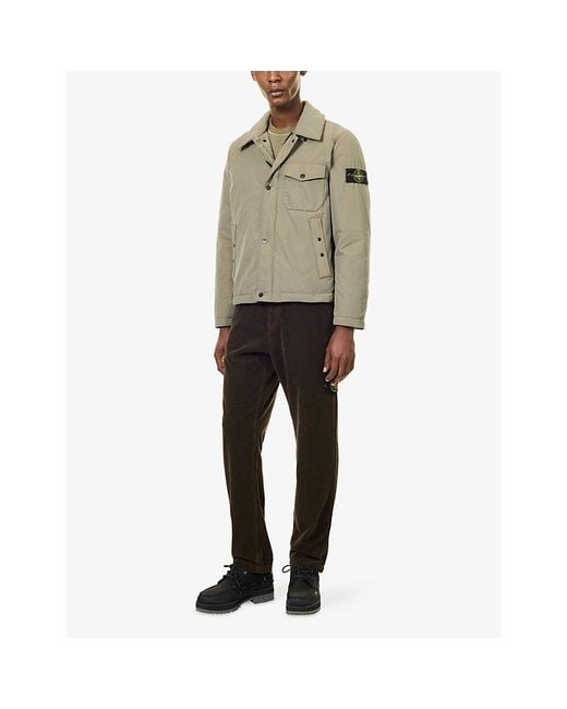 Stone Island Natural Logo-Patch Classic-Collar Padded Jacket for men