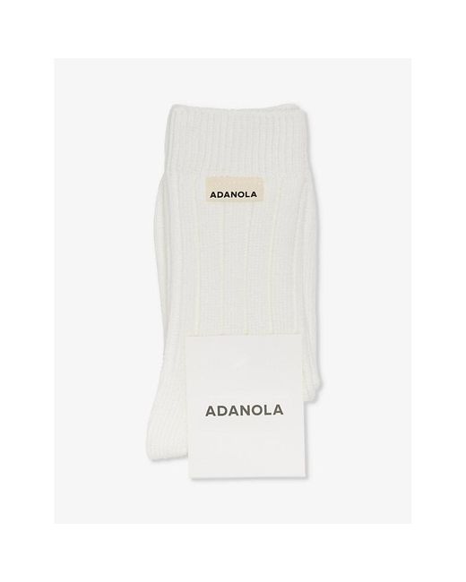 ADANOLA White Logo-pattern Stretch Cotton-blend Socks