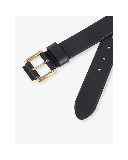 Polo Ralph Lauren Black Logo-embossed Leather Belt for men