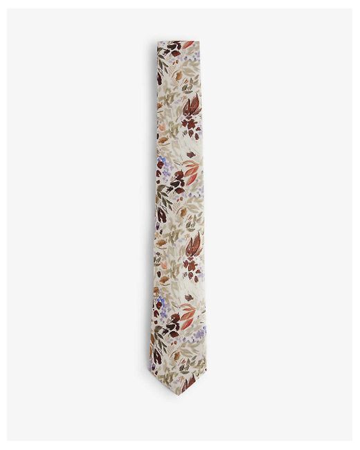 Ted Baker White Moiselt Floral-print Silk Tie for men