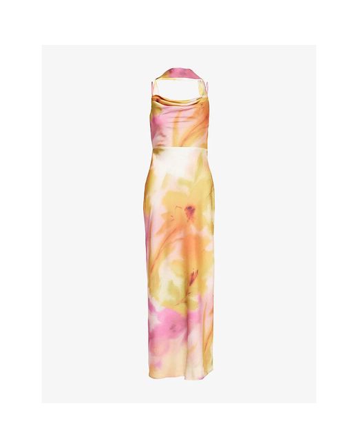 Pretty Lavish Pink Keisha Scarf Satin Maxi Dress