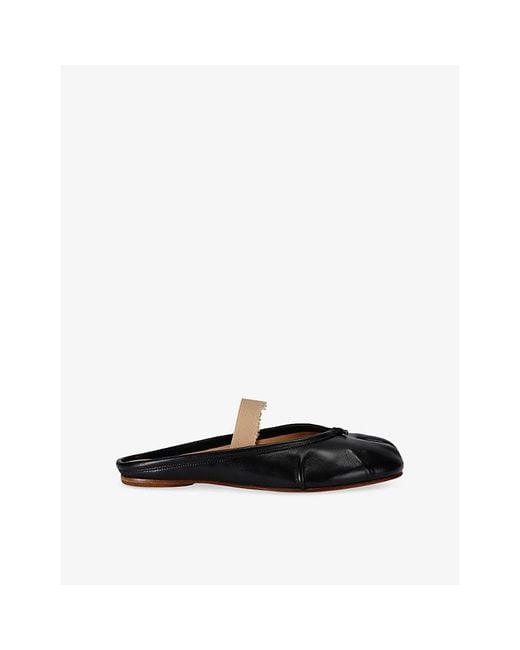 Maison Margiela Black Tabi Split-Toe Band Leather Ballet Flats