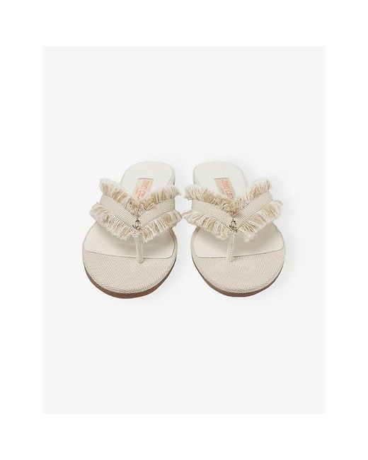 Jimmy Choo White Bay Canvas Flat Sandals