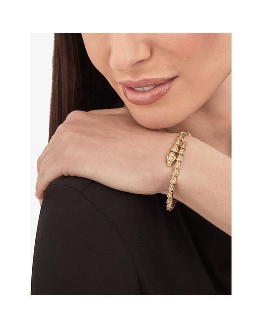 BVLGARI Metallic Serpenti Viper 18Ct- And 2.76Ct Pavé Diamond Bracelet