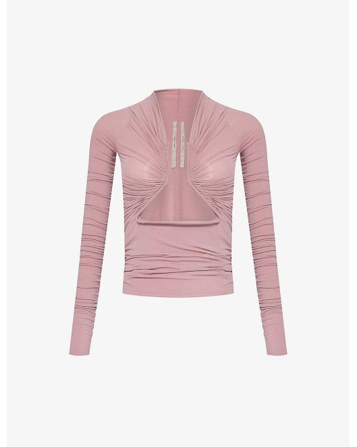 Rick Owens Pink Prong Cut-out Stretch-woven Top