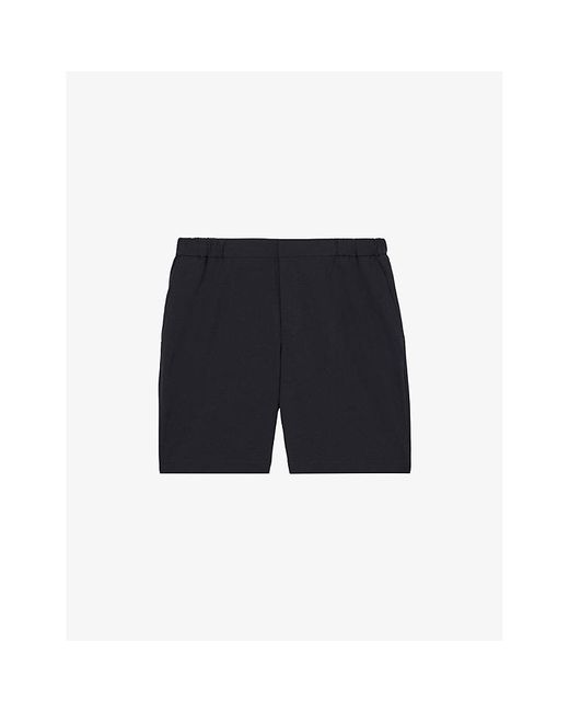 Reiss Blue Drawstring Elasticated-Waist Stretch-Woven Chino Shorts for men