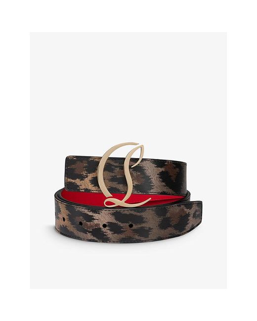 Christian Louboutin Ricky Logo Buckle Leather Belt