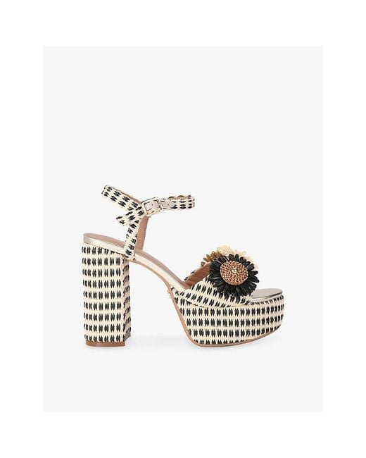 Carvela Kurt Geiger Metallic Sorrento Flower Raffia Platform Sandals