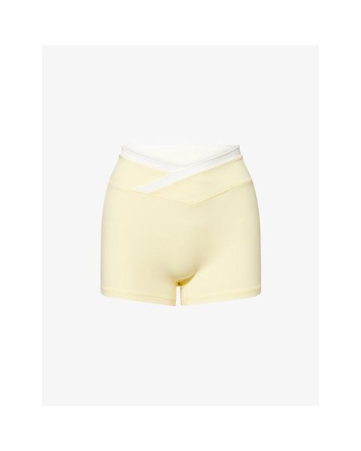 BO+TEE Natural Soft Active Wrap-Waist Stretch-Woven Shorts