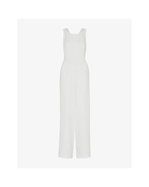 Whistles White Thelma Wide-Leg Woven Wedding Jumpsuit