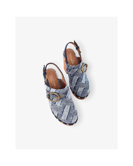 Kurt Geiger Blue Mayfair Clog Sandals