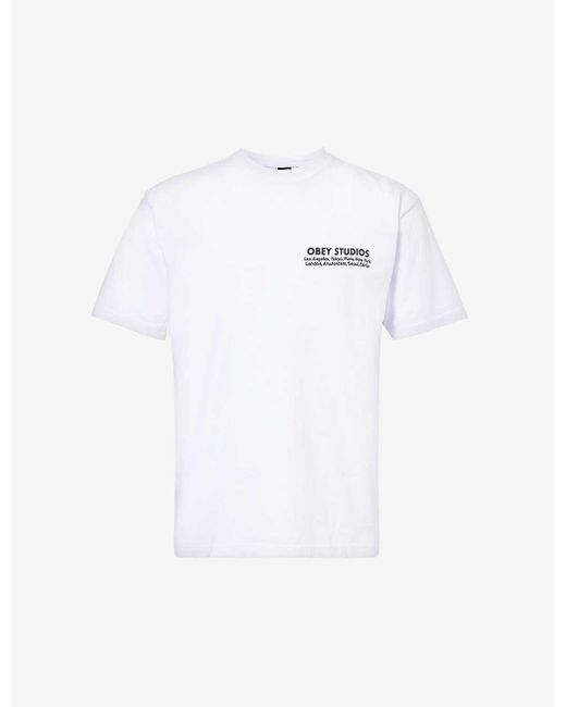 Obey White Studios Eye Text-print Cotton-jersey T-shirt X for men
