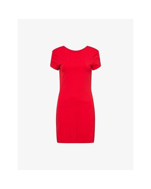 FRAME Red The Monaco Short-Sleeve Stretch-Woven Mini Dress