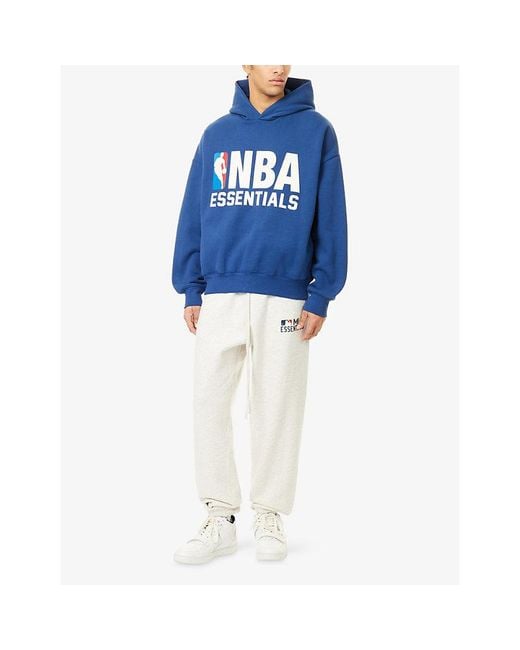 Fear Of God Blue Fog X Essentials X Nba Sports Printed Cotton-Blend Hoodie for men