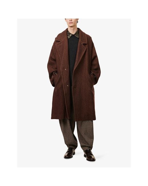 Uma Wang Black Long-Sleeve Raw-Edge Cashmere Jumper for men
