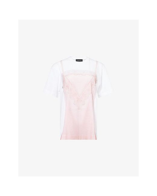 Simone Rocha Pink Graphic-Print Oversized Cotton T-Shirt