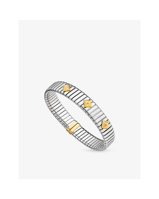BVLGARI Metallic Tubogas Stainless Steel And 18Ct Studded Bracelet