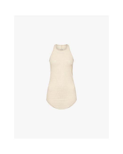 Rick Owens White Basic Rib Semi-Sheer Knit Top