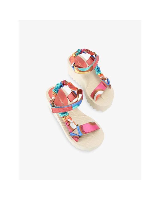 Kurt Geiger Pink Orion Platform Woven Sandals