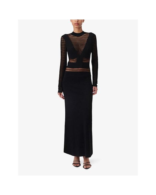 IRO Black Beryl Cut-Out Sheer-Knit Maxi Dress