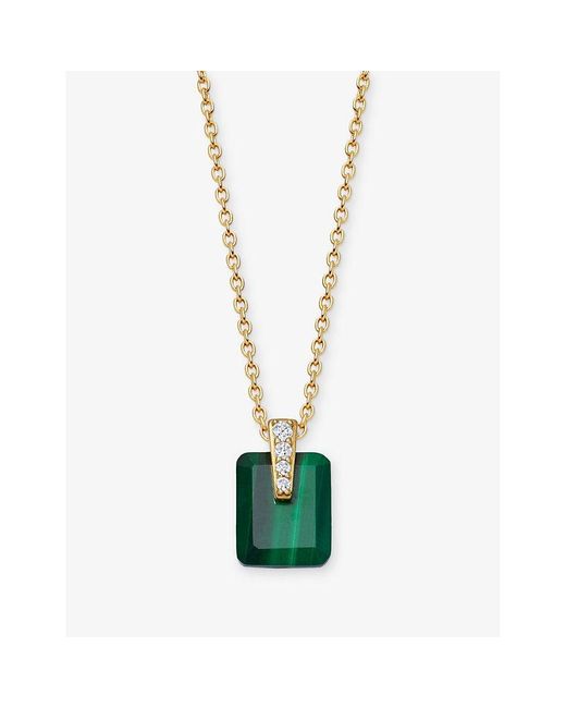 Astley Clarke Metallic Deco 18Ct Vermeil, Sapphire And Malachite Pendant Necklace