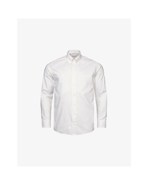 Eton of Sweden White Bengal Stripe Regular-fit Cotton Oxford Shirt for men