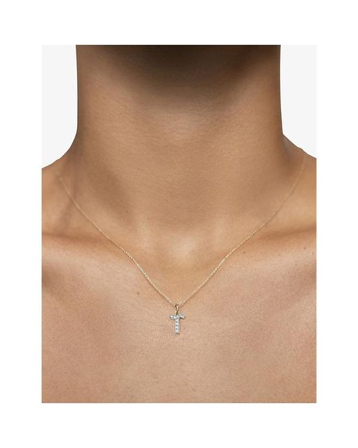 Monica Vinader Metallic T Letter 14Ct- And Lab-Grown Diamond Charm
