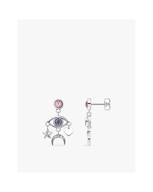 Thomas Sabo White Cosmic Talismans 925 Sterling- And Zirconia Drop Earrings