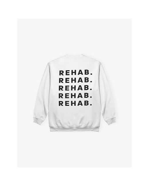 Rehab White Oversized Logo-Print Cotton-Jersey Sweatshirt