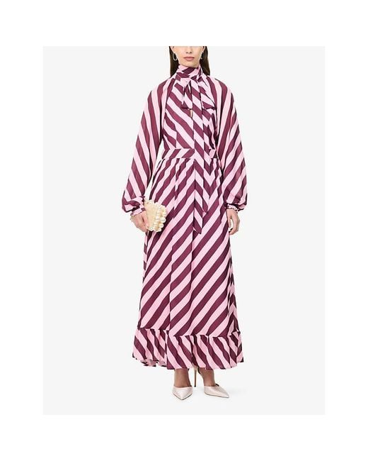 Sister Jane Red Menton Striped Woven Maxi Dress
