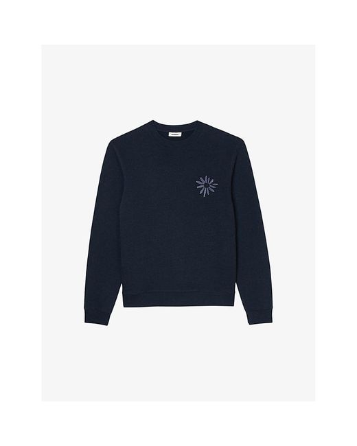 Sandro Blue Flower-embossed Regular-fit Cotton Sweatshirt X for men