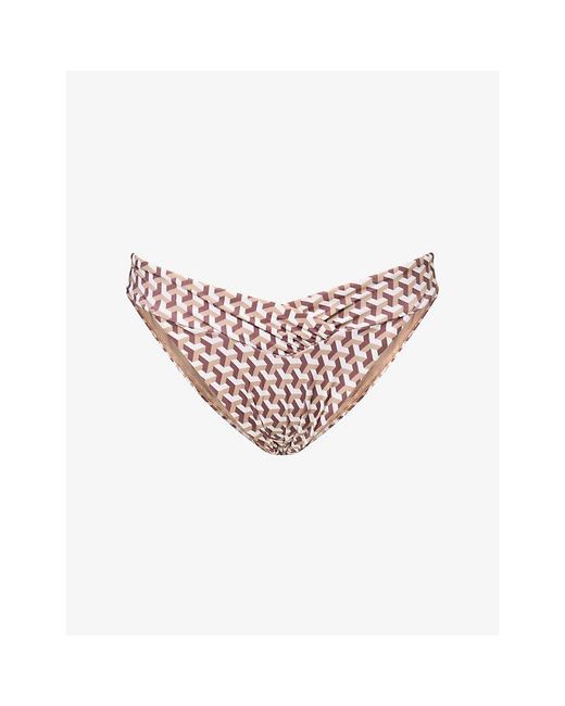 Cheap Monday Pink Marseille Shirred-Waist Bikini Bottoms