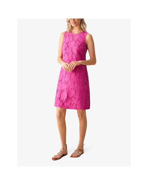 Ro&zo Pink Floral-lace Sleeveless Cotton-blend Mini Dress
