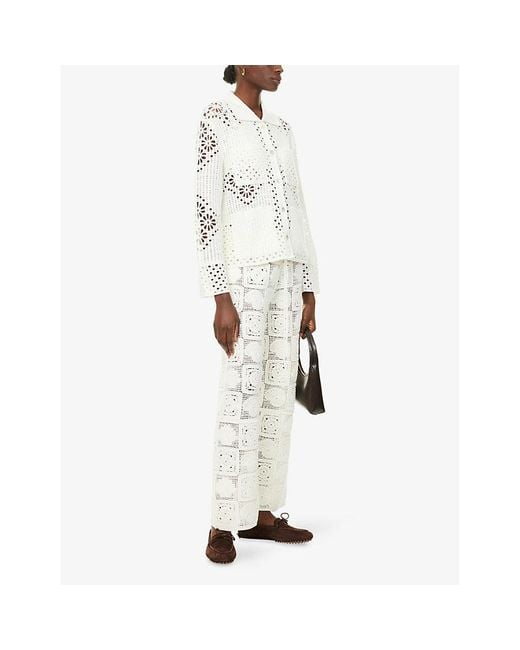 Rails White X Lspace Maja Drawstring Cotton-Blend Trousers