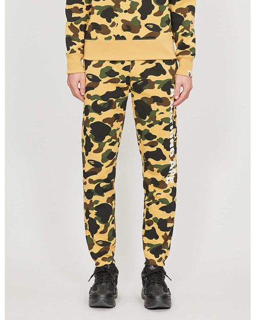 A Bathing Ape Yellow 1st Camo Tapered Cotton-jersey Tracksuit Bottoms for men
