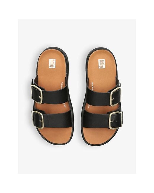 Fitflop Black Gen-ff Two-buckle Leather Sandals