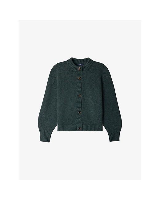 Soeur Green Leonard Knitted Wool Cardigan