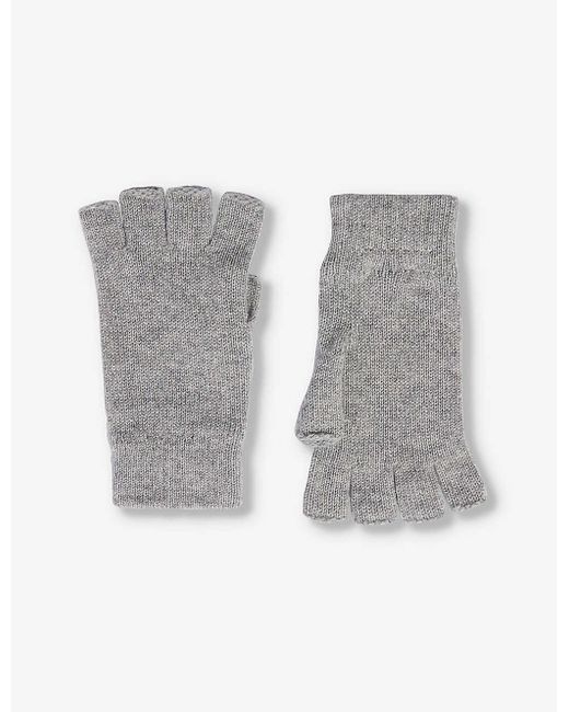 Johnstons Gray Fingerless Ribbed-trim Cashmere Gloves
