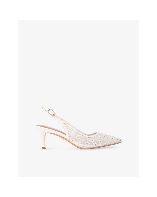 Carvela Kurt Geiger White Positano Floral Slingback Heeled Vinyl Pumps