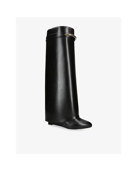 Givenchy Black Shark 95 Knee-High Leather Boots