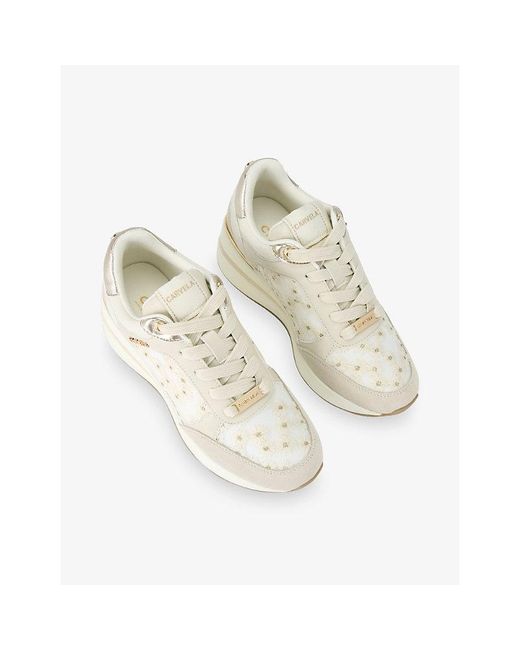 Carvela Kurt Geiger White High Rise Daisy Faux-Leather And Mesh Trainers