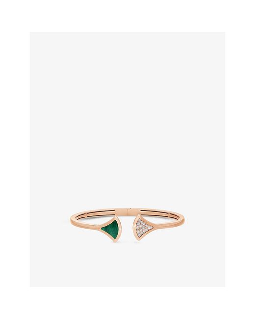 BVLGARI White Diva's Dream 18Ct Rose- Malachite And 0.16Ct Brilliant-Cut Diamond Bracelet