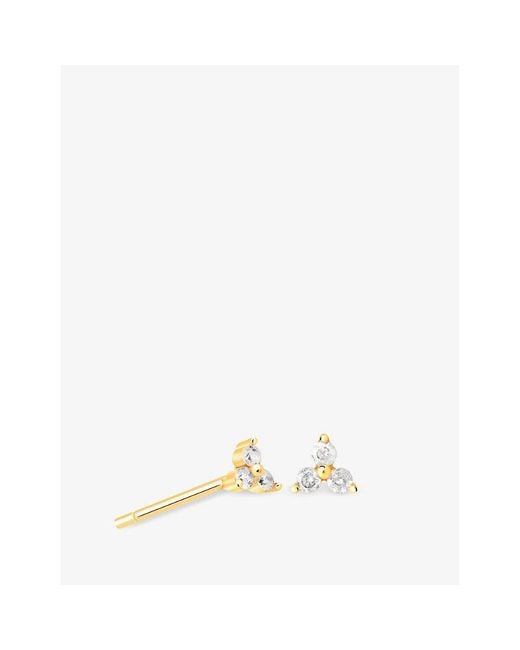 Astrid & Miyu Natural Triple Crystal 18Ct-Plated Sterling- Stud Earrings