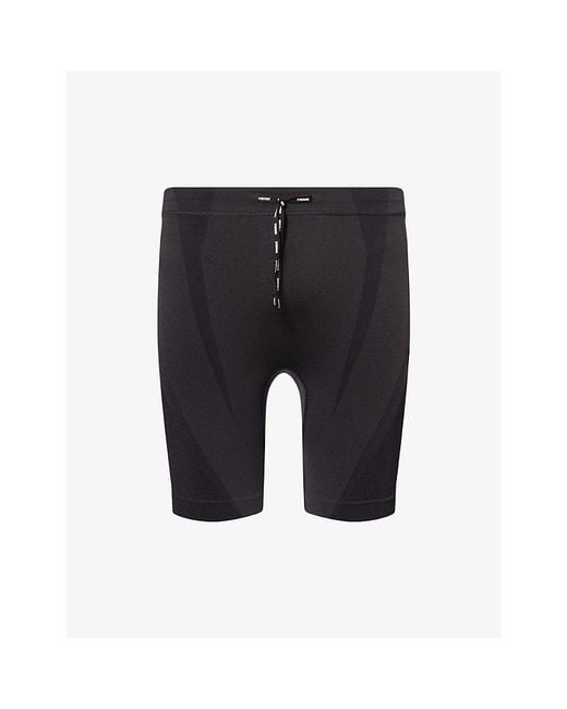 GYMSHARK Black Seamless Half-Tight Stretch-Woven Running Shorts for men