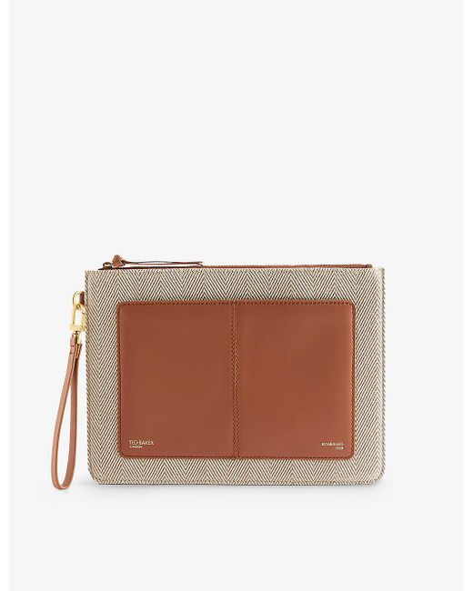 Ted Baker Brown Nishsay Logo-print Canvas Pouch