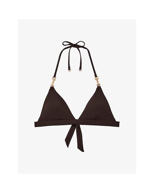 Reiss Black Ria Halterneck Triangle Bikini Top
