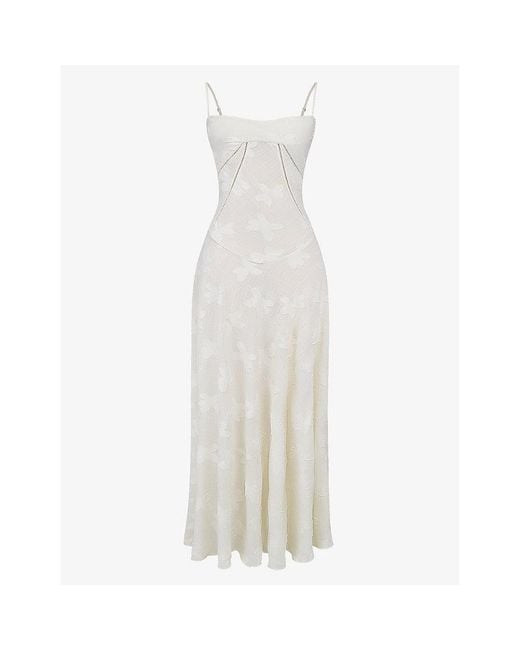 House Of Cb White Seren Lace-Up Lace Maxi Dress